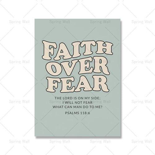 Bible Verse Poster and Prints Faith over Fear Retro Christian Quotes - MaxwellVerBeek.com