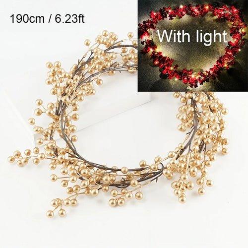 5.9ft/180cm Red Berry Christmas Garland Optional lighting Gold Silver - MaxwellVerBeek.com