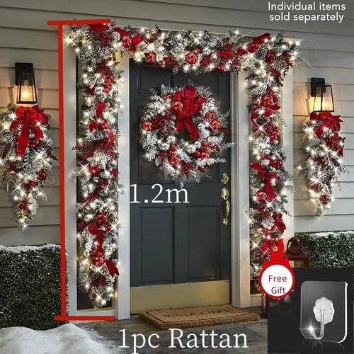 Christmas Wreath Rattan Set Wreaths For Doors New year Decorations - MaxwellVerBeek.com