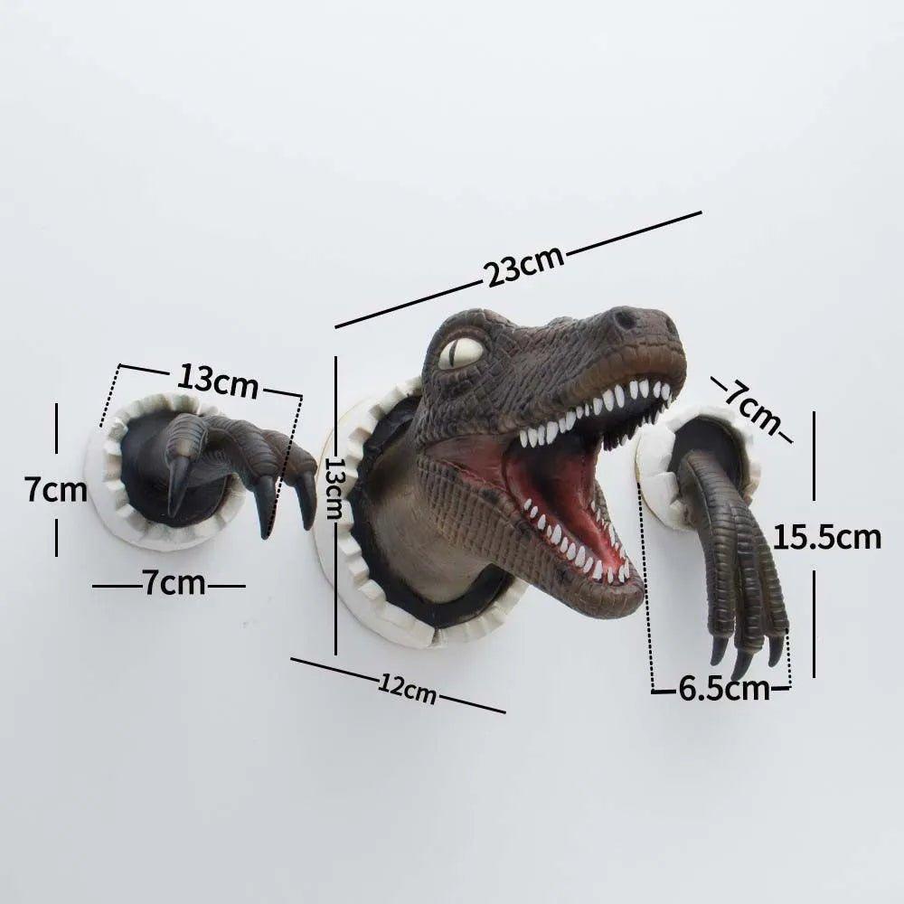 Dinosaur Wall Mounted Sculpture 3D Wall Bursting Hanging Dinosaur Head - MaxwellVerBeek.com