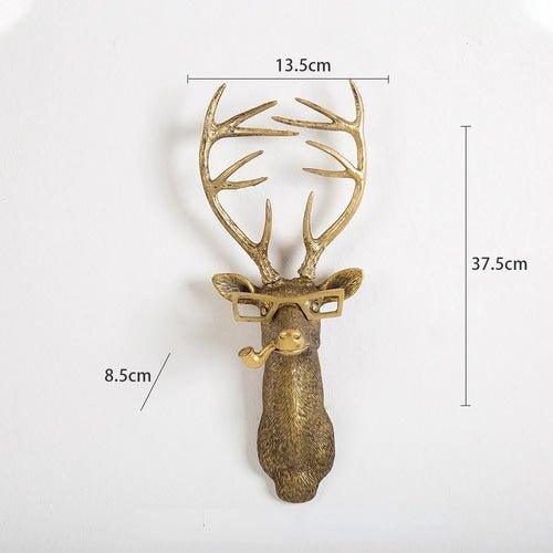 Antique Bronze Resin Animal Pendant Golden Deer Head Wall Storage Hook - MaxwellVerBeek.com