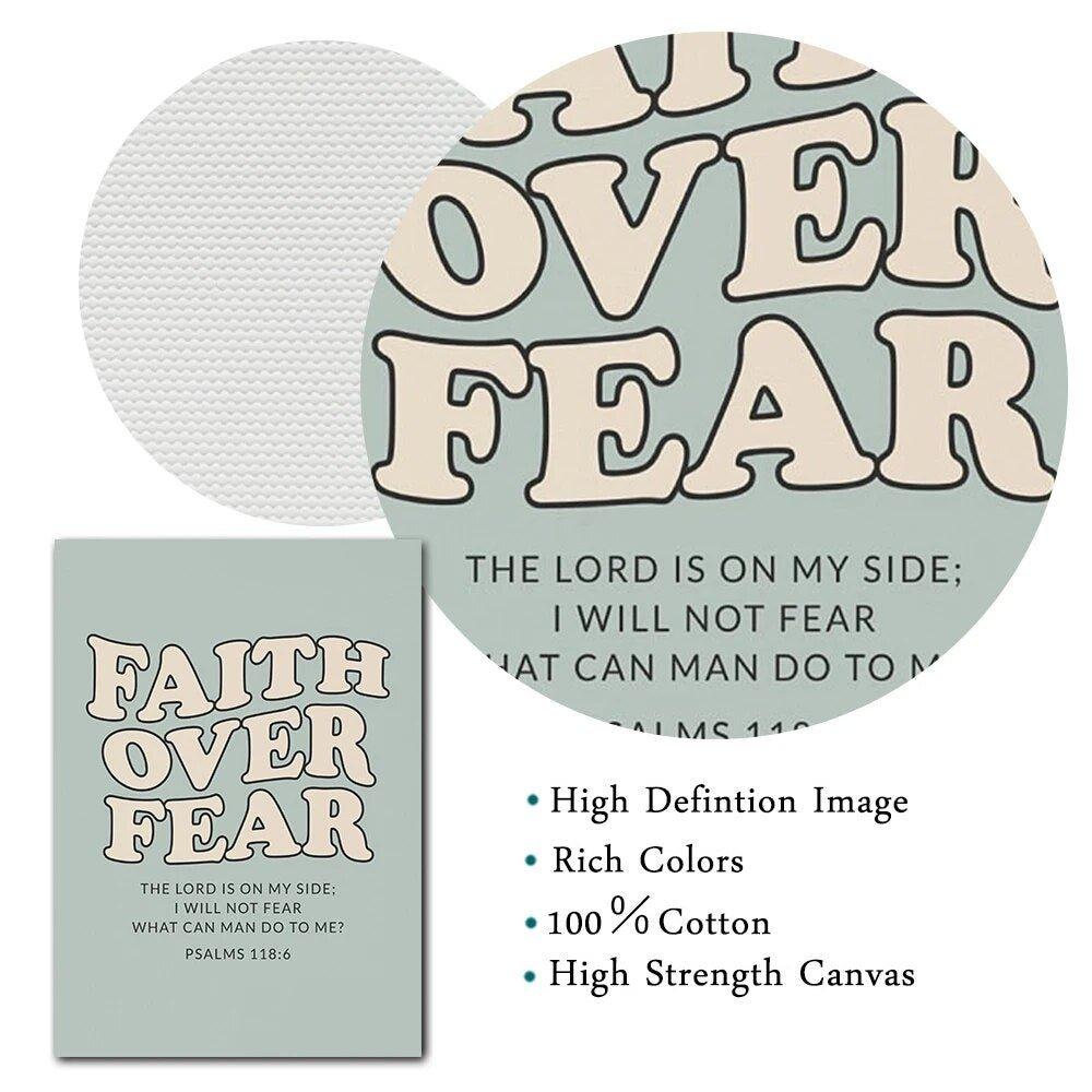 Bible Verse Poster and Prints Faith over Fear Retro Christian Quotes - MaxwellVerBeek.com