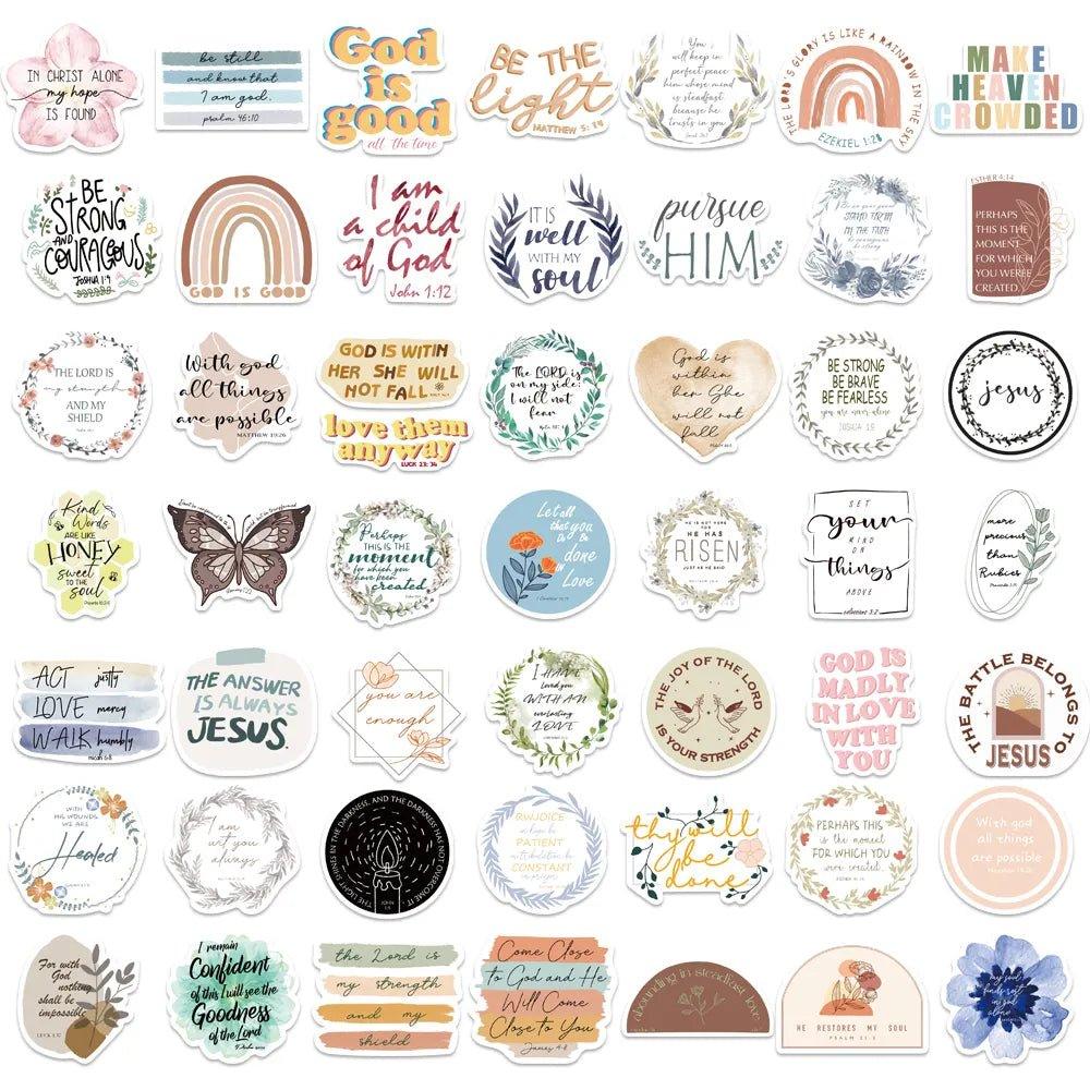 50pcs Jesus Phrase Christians Religion Bible Stickers - MaxwellVerBeek.com