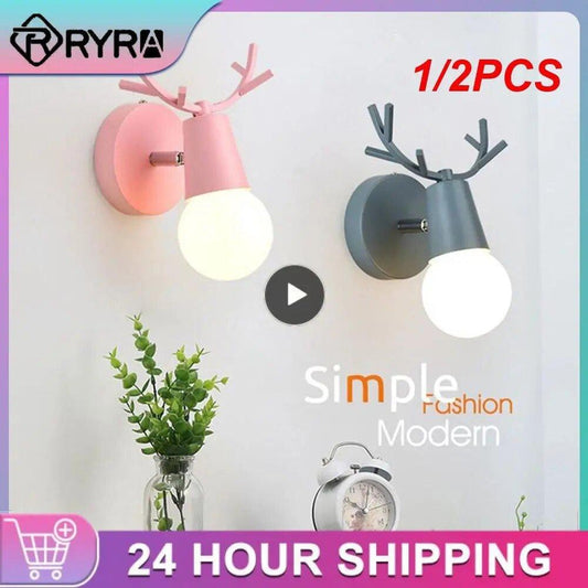 1/2PCS Nordic Deer Head 7 Colors Wall Lamp Led Modern Minimalist - MaxwellVerBeek.com