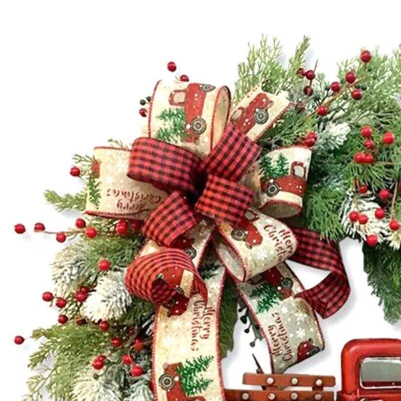 35CM Christmas Wreath Webbing Red Truck Outdoor Indoor Home Party Wall - MaxwellVerBeek.com