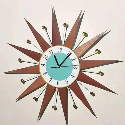 18 Inch Clock Wall Clock Medieval Style Starburst Sunburst Silent In