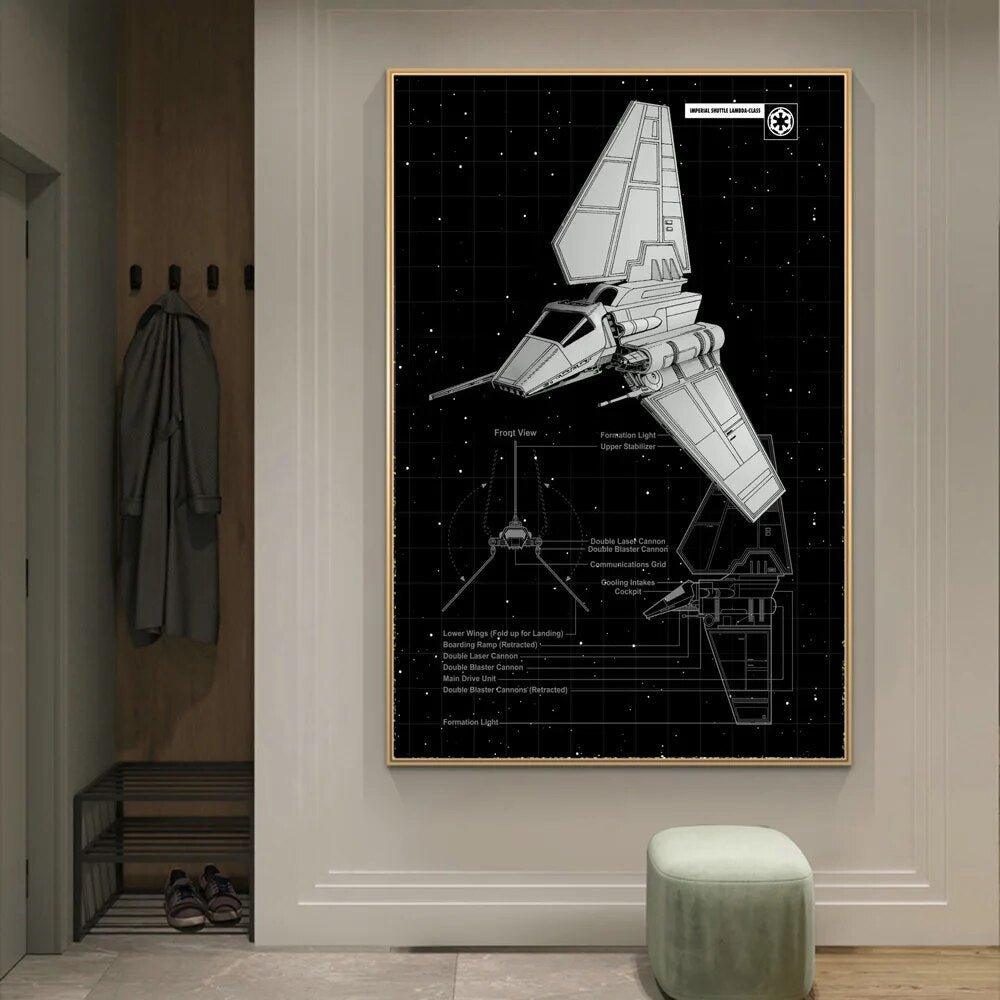 Disney Millennium Falcon Vehicle Schematics Posters and Prints Moive - MaxwellVerBeek.com