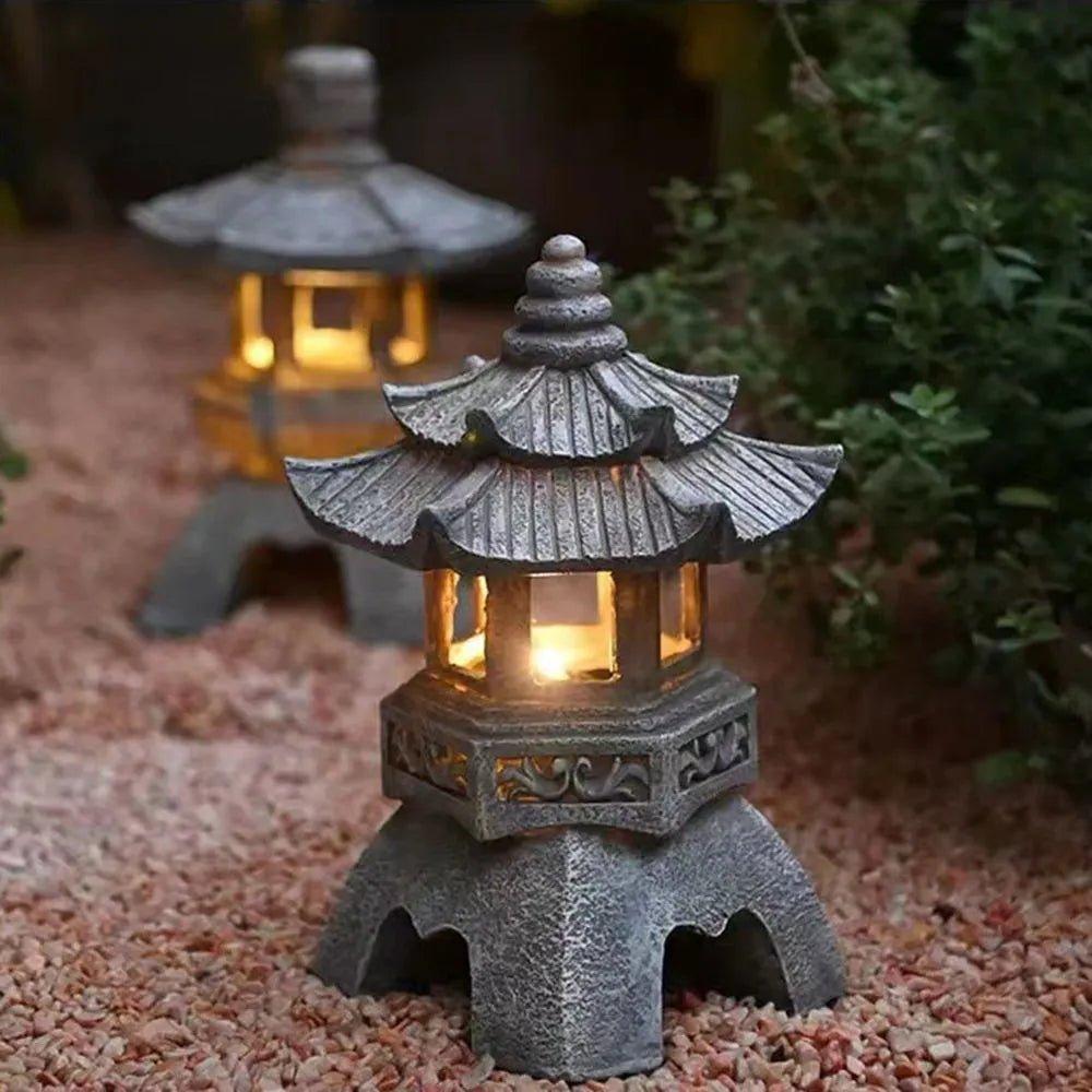 Decoration Zen Ornaments Solar Powered Tower Garden Statue Palace - MaxwellVerBeek.com