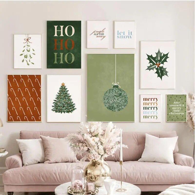 Christmas Tree Garland Snowman Wall Art Canvas Painting Nordic Posters - MaxwellVerBeek.com