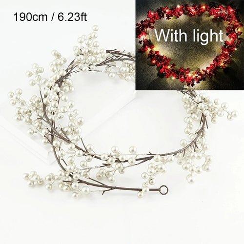 5.9ft/180cm Red Berry Christmas Garland Optional lighting Gold Silver - MaxwellVerBeek.com