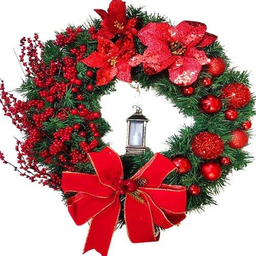 Elegant Red Christmas Wreath Champagne Gold Christmas Wreath Window - MaxwellVerBeek.com