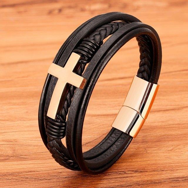 Clasp Stitching Men's Leather Bracelet - MaxwellVerBeek.com