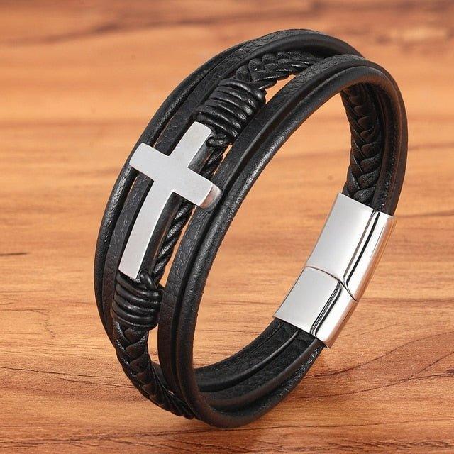 Clasp Stitching Men's Leather Bracelet - MaxwellVerBeek.com