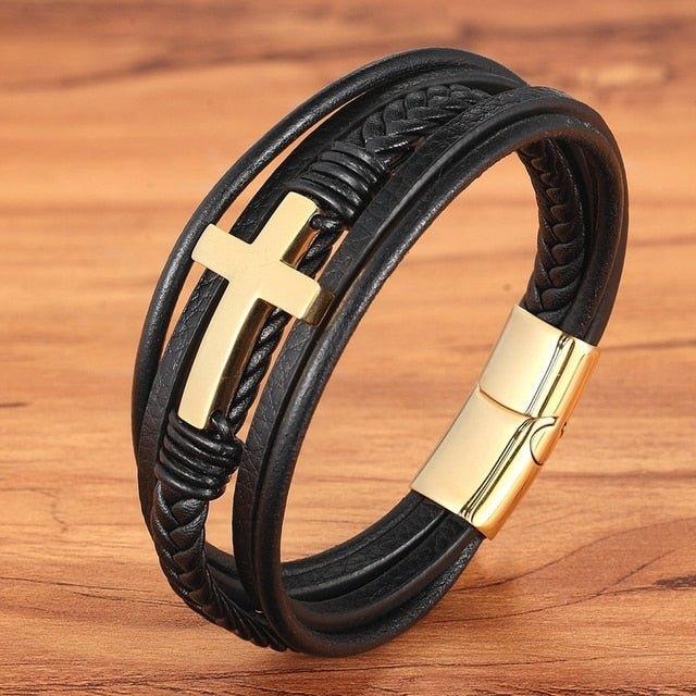 Clasp Stitching Men's Leather Bracelet - MaxwellVerBeek.com