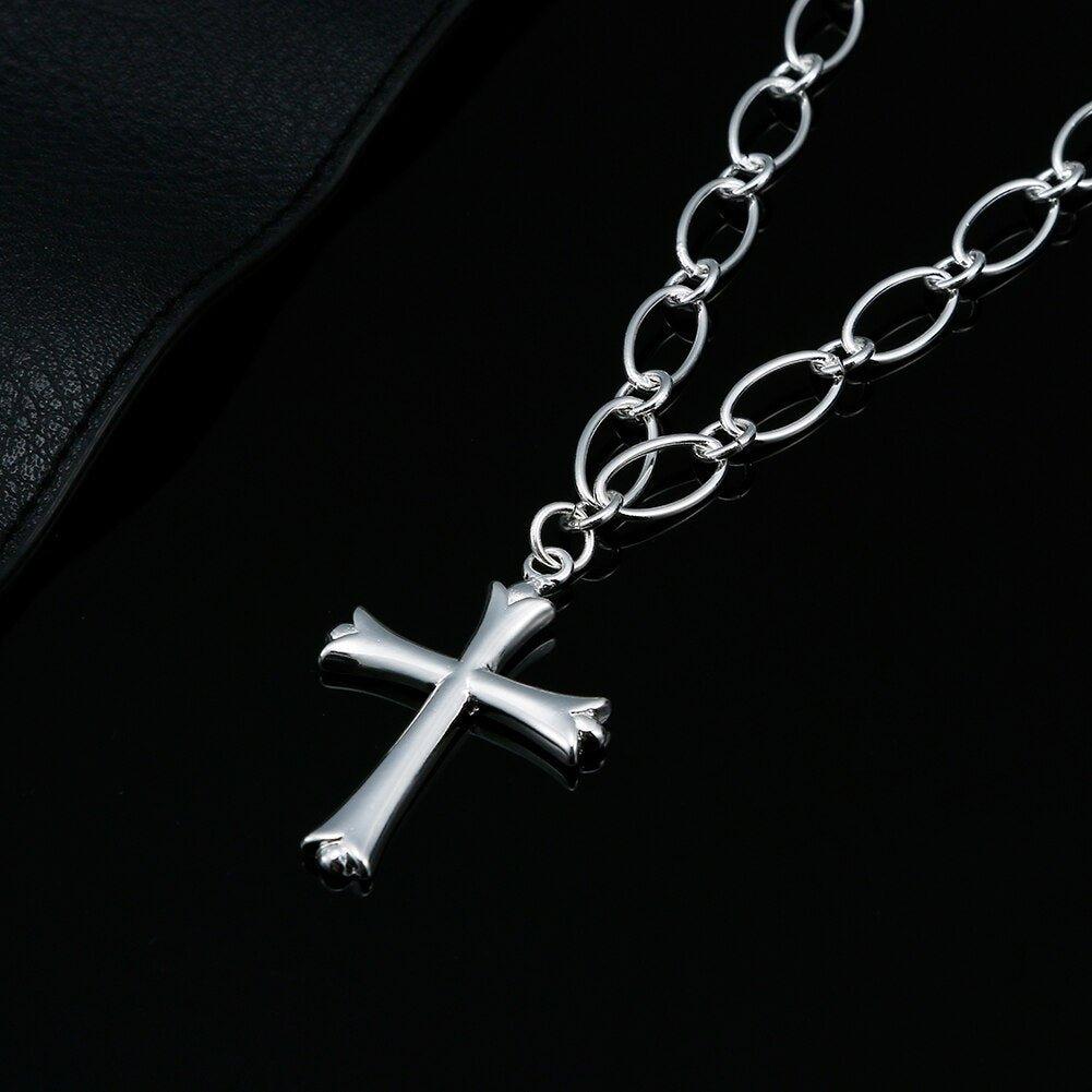 925 Stamped Silver Cross Necklace - MaxwellVerBeek.com