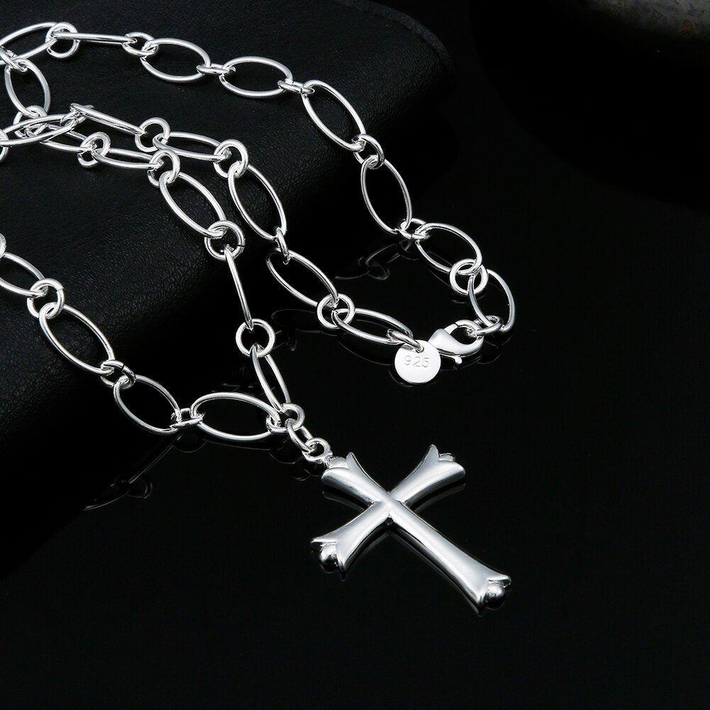 925 Stamped Silver Cross Necklace - MaxwellVerBeek.com