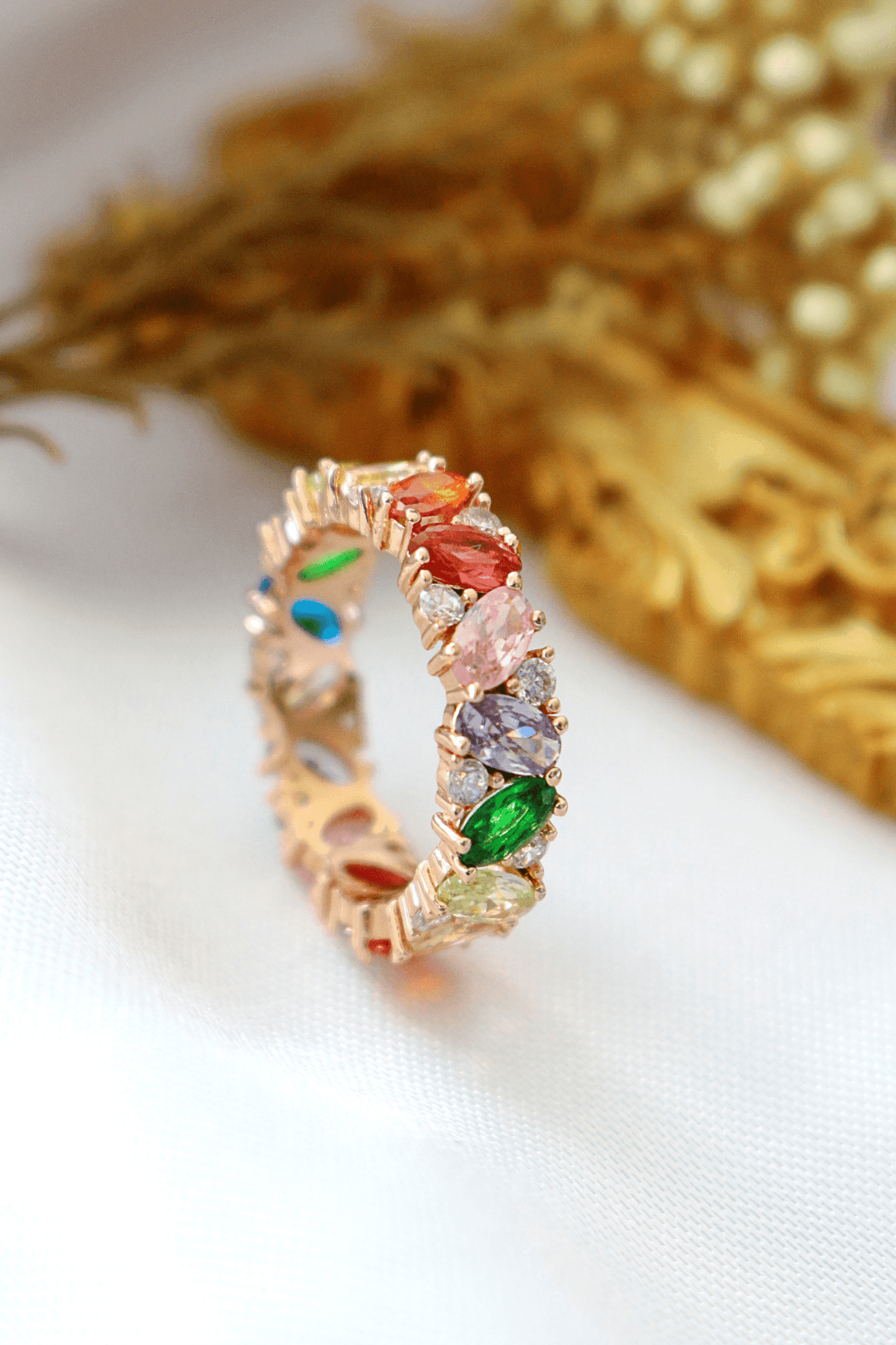 18K Rainbow Swarovski Eternity Band Ring - MaxwellVerBeek.com