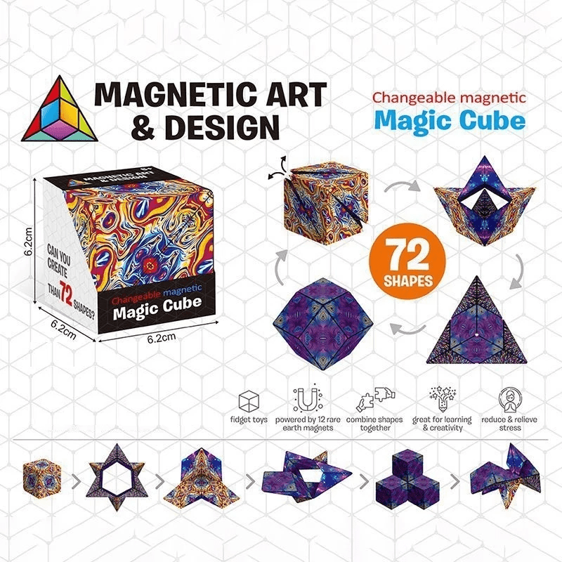 3D Changeable Magnetic Magic Cube For Kids Puzzle Cube Antistress Toy - MaxwellVerBeek.com