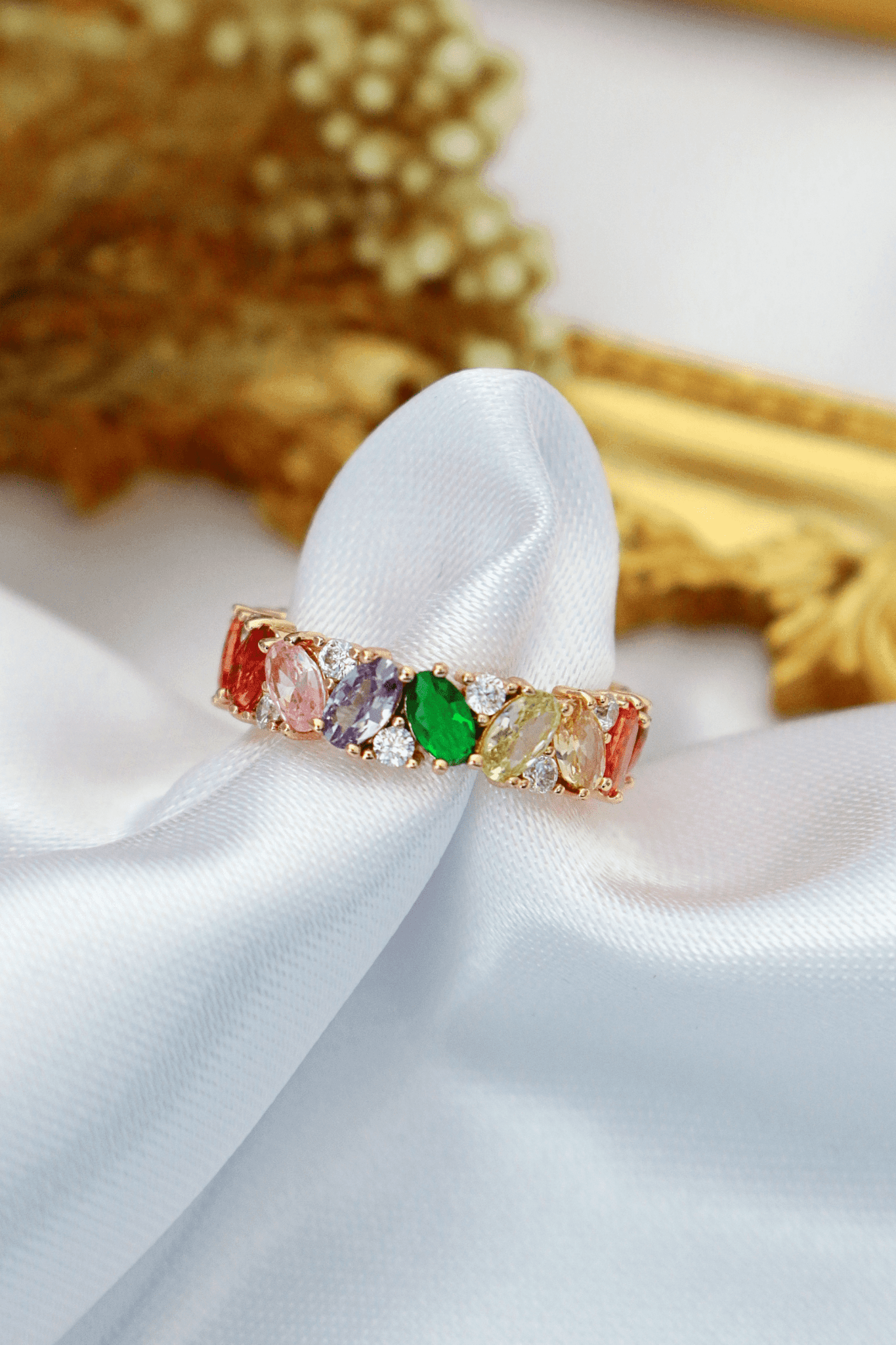 18K Rainbow Swarovski Eternity Band Ring - MaxwellVerBeek.com