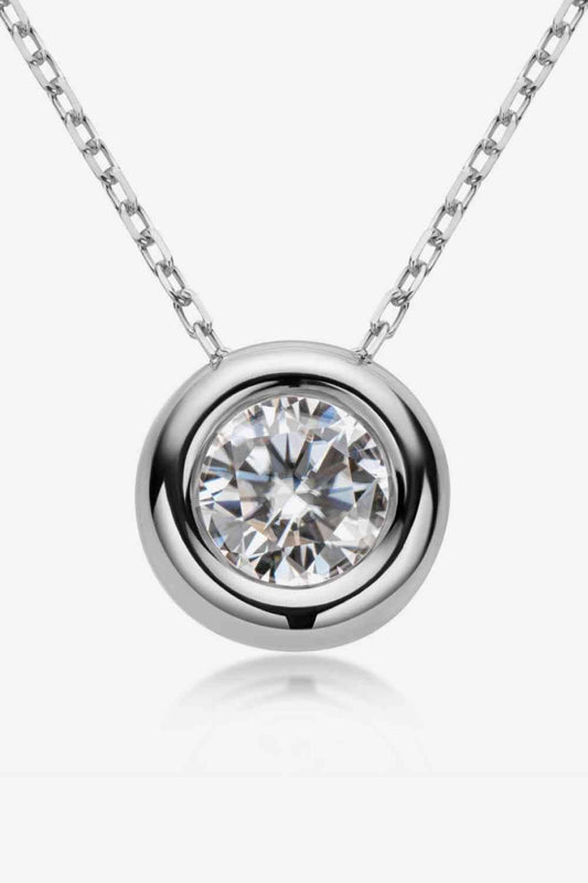 Adored 1 Carat Moissanite Pendant 925 Sterling Silver Necklace - MaxwellVerBeek.com