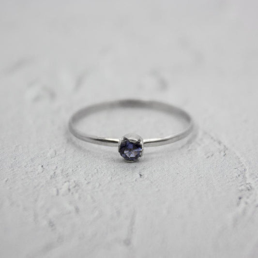 Dainty Iolite Solitaire Sterling Silver Ring - MaxwellVerBeek.com